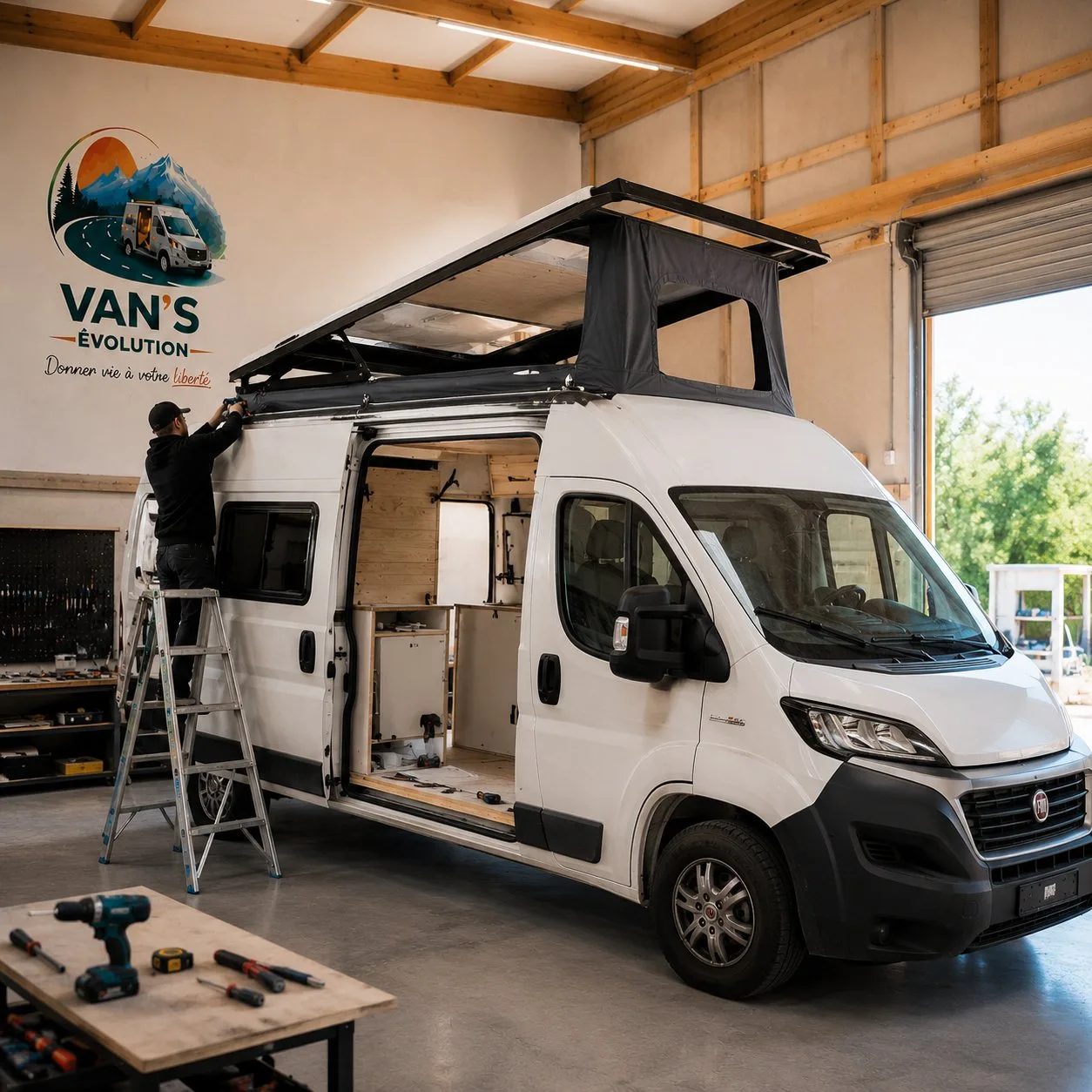 Van toit relevable aménagé fourgon Occitanie