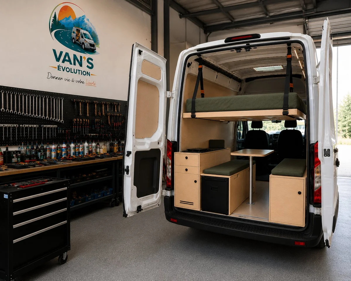 Mobilier van kit amovible bois artisan